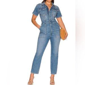 Good American Classic Blue Denim Jumpsuit.